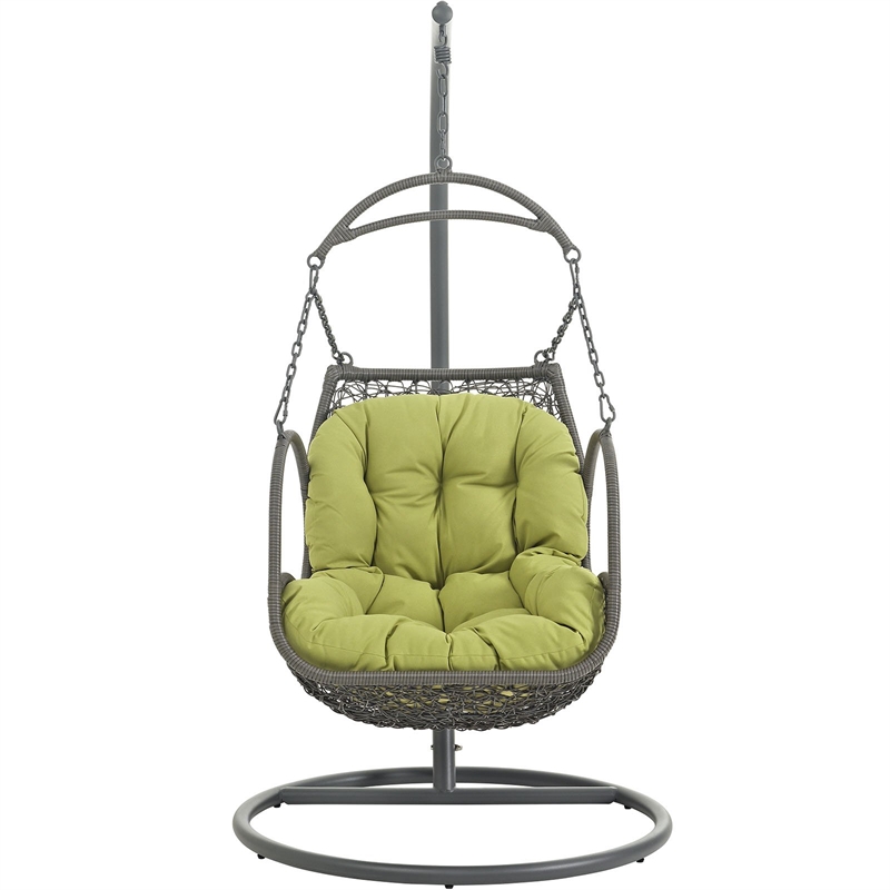 Pemberly Row Modern Metal Outdoor Swing Chair in Gray/Peridot
