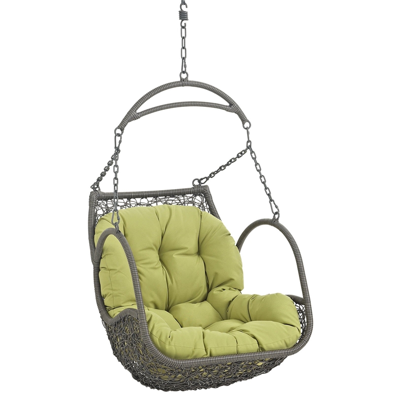 Pemberly Row Modern Metal Outdoor Swing Chair in Gray/Peridot