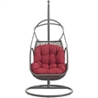 Pemberly Row Modern Metal Outdoor Swing Chair with Rattan in Gray/Red
