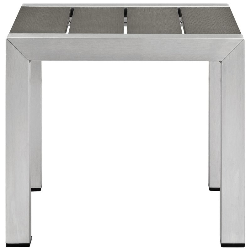Pemberly Row 2-Piece Modern Aluminum Outdoor Set in Silver/Gray