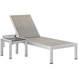 Pemberly Row 2-Piece Modern Aluminum Outdoor Set in Silver/Gray