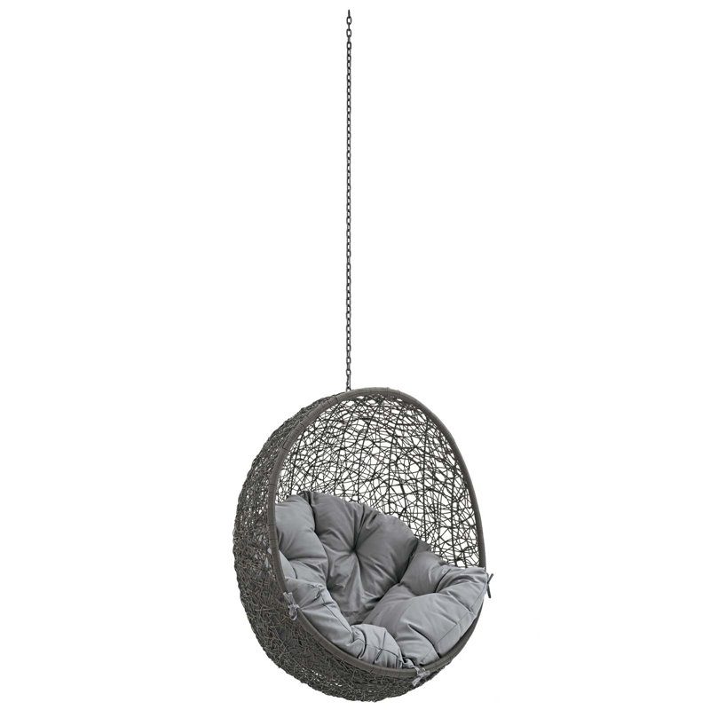 Pemberly Row Modern Metal Outdoor Swing Chair without Stand in Gray
