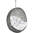 Pemberly Row Modern Metal Outdoor Swing Chair without Stand in Gray/White