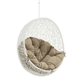 Pemberly Row Modern Metal Outdoor Swing Chair without Stand in White/Mocha