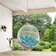Pemberly Row Modern Metal Outdoor Swing Chair without Stand in White/Turquoise