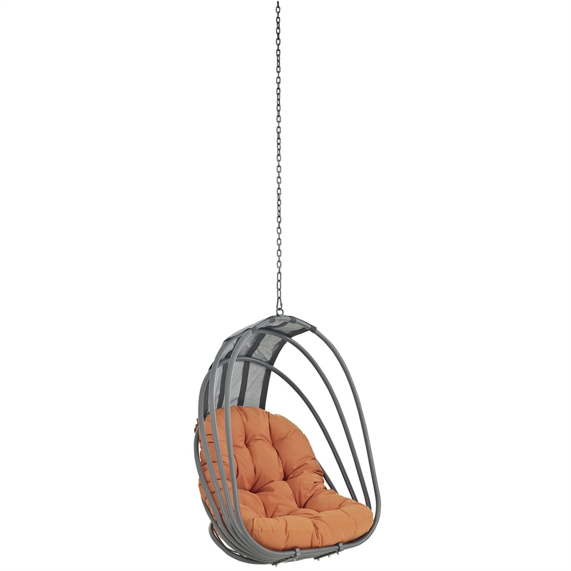 Pemberly Row Modern Aluminum Outdoor Swing Chair without Stand in Gray/Orange