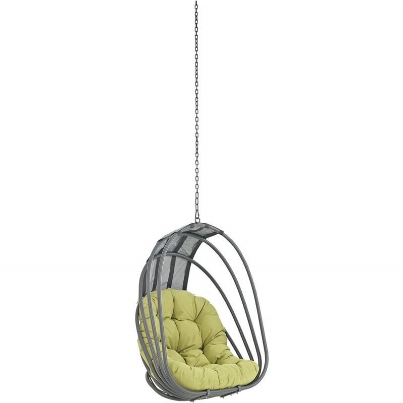 Pemberly Row Modern Aluminum Outdoor Swing Chair without Stand in Gray/Peridot