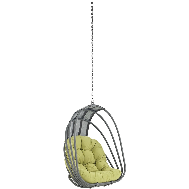 Pemberly Row Modern Aluminum Outdoor Swing Chair without Stand in Gray/Peridot