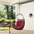 Pemberly Row Modern Metal Outdoor Swing Chair without Stand in Red
