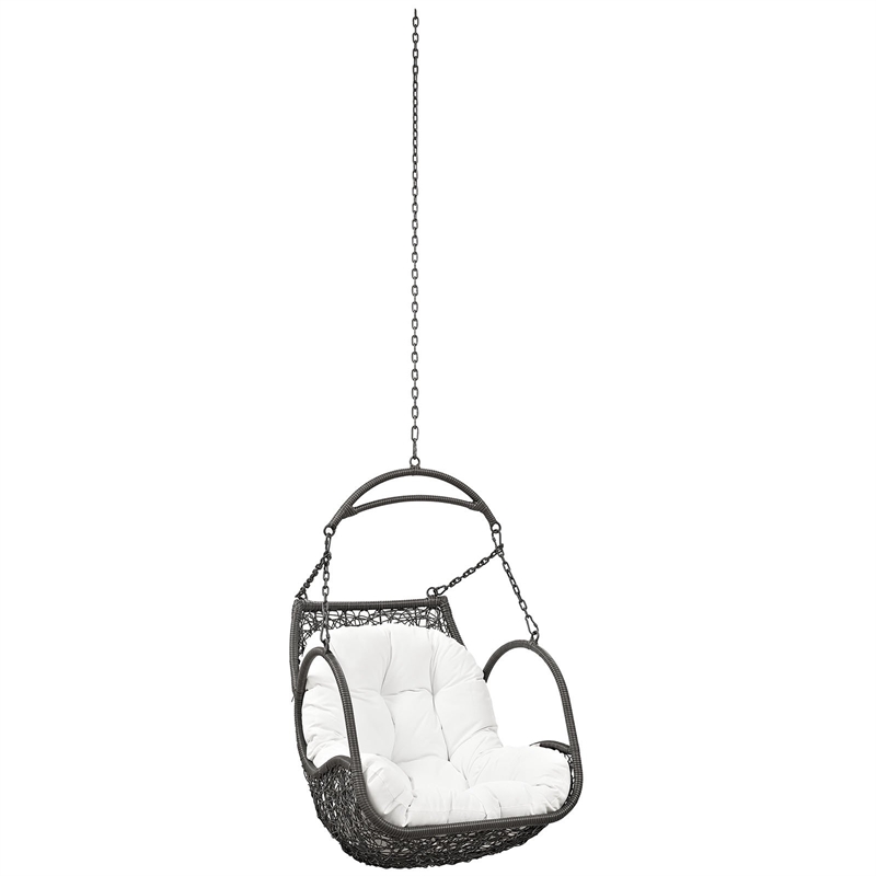 Pemberly Row Modern Metal Outdoor Swing Chair without Stand in White