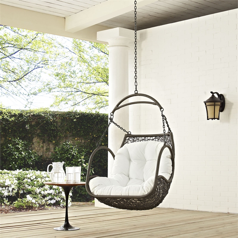 Pemberly Row Modern Metal Outdoor Swing Chair without Stand in White