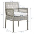 Pemberly Row  Patio Dining Arm Chair in Gray and White