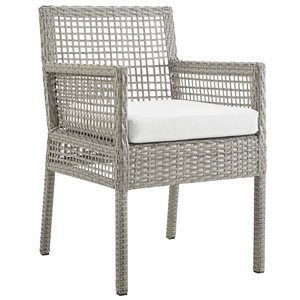 Pemberly Row  Patio Dining Arm Chair in Gray and White