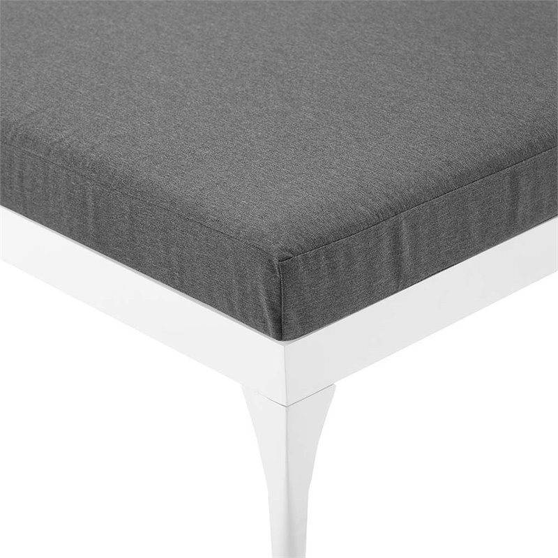 Pemberly Row  Patio Chaise Lounge in White and Charcoal