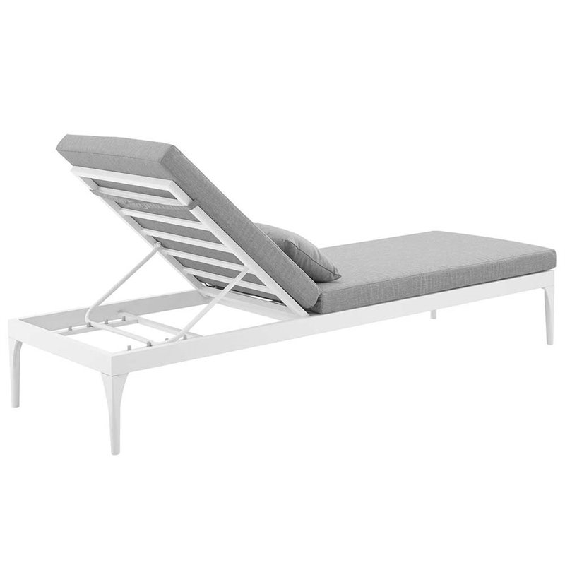 Pemberly Row  Patio Chaise Lounge in White and Gray