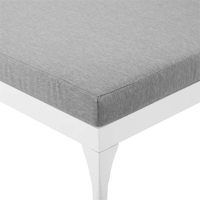 Pemberly Row  Patio Chaise Lounge in White and Gray