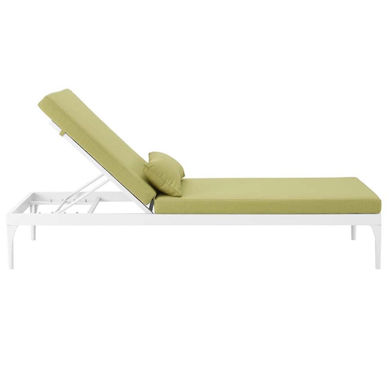 Pemberly Row  Patio Chaise Lounge in White and Peridot