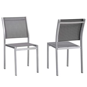 Pemberley Row Aluminum Silver Dining Side Chair Rectangular Breathable Mesh 35&quot x 31&quot x 18&quot Unassembled