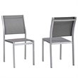 Pemberley Row Aluminum Silver Dining Side Chair Rectangular Breathable Mesh 35