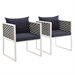 2 Armchairs/Navy and White
