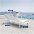 Pemberly Row Modern Aluminum Patio Chaise Lounge Chair in Gray/White