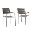 Pemberly Row  Aluminum Patio Dining Armchair in Silver and Gray (Set of 2)