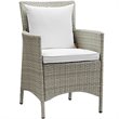 Pemberly Row  Wicker  Patio Dining Arm Chair in Gray and White (Set of 2)