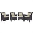 Pemberly Row  Patio Dining Chair in Espresso and Beige (Set of 4)