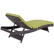 Pemberly Row Modern Rattan Outdoor Chaise in Espresso/Peridot Green (Set of 4)