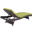 Pemberly Row Modern Rattan Outdoor Chaise in Espresso/Peridot Green (Set of 6)