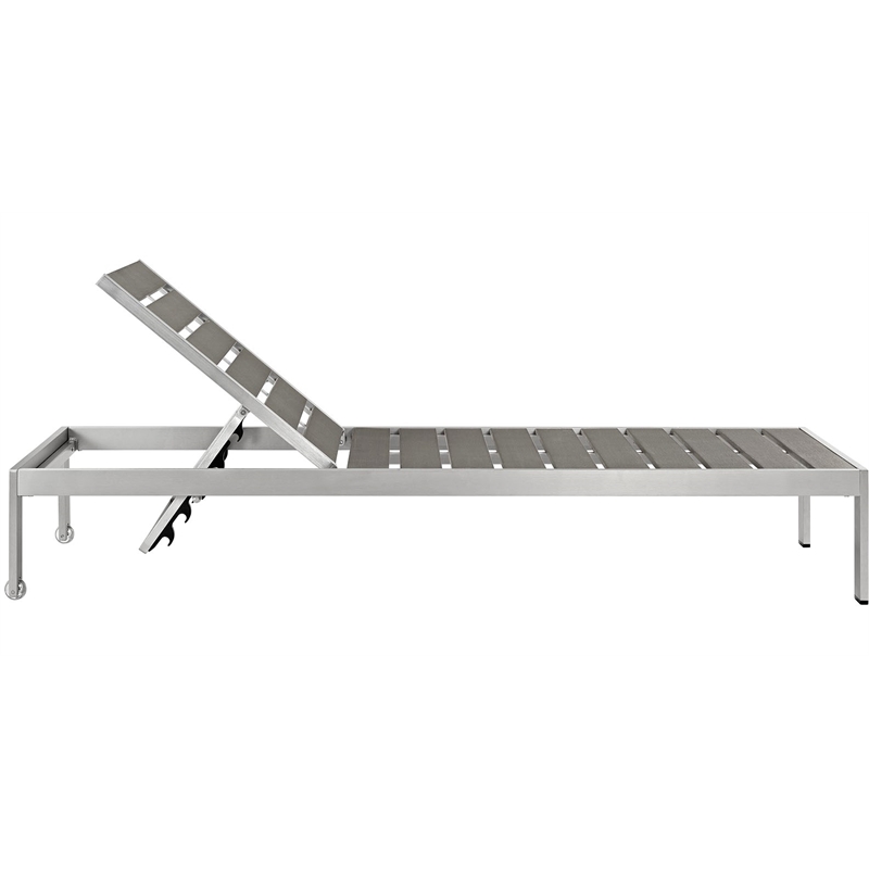 Pemberly Row Aluminum Patio Chaise Lounge Chair in Silver/Gray (Set of 4)