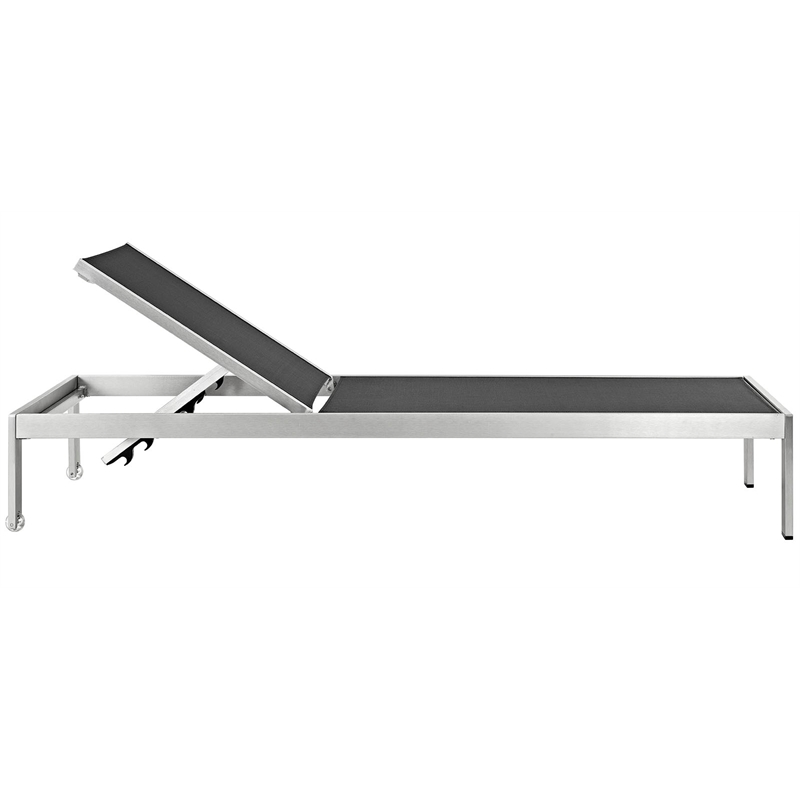 Pemberly Row 2 Piece Modern Aluminum Outdoor Set in Silver/Black