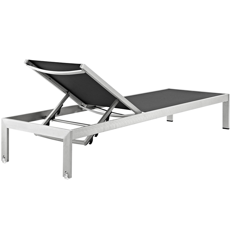 Pemberly Row 2 Piece Modern Aluminum Outdoor Set in Silver/Black