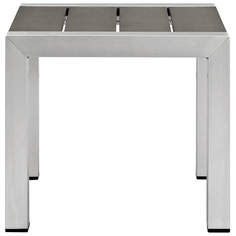 Pemberly Row 2 Piece Modern Aluminum Outdoor Set in Silver/Black