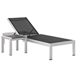 Pemberly Row 2 Piece Modern Aluminum Outdoor Set in Silver/Black