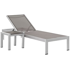 Pemberly Row 2 Piece Modern Aluminum Outdoor Set in Silver/Gray