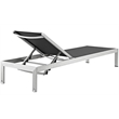 Pemberly Row Modern Aluminum Patio Chaise Lounge Set in Silver/Black (Set of 4)