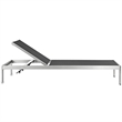 Pemberly Row Modern Aluminum Patio Chaise Lounge Set in Silver/Black (Set of 4)