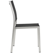 Pemberly Row Modern Aluminum Outdoor Side Chair in Silver/Black (Set of 2)