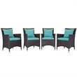 Pemberly Row  Patio Dining Chair in Espresso and Turquoise (Set of 4)