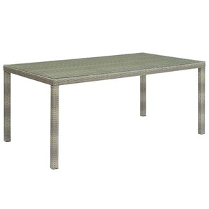 Pemberly Row 70&quot Glass Top Patio Dining Table in Light Gray