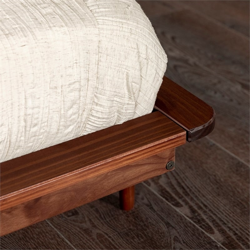 Pemberley Row Solid Wood Walnut Platform Bed Rectangular Mid-Century Modern King Unassembled