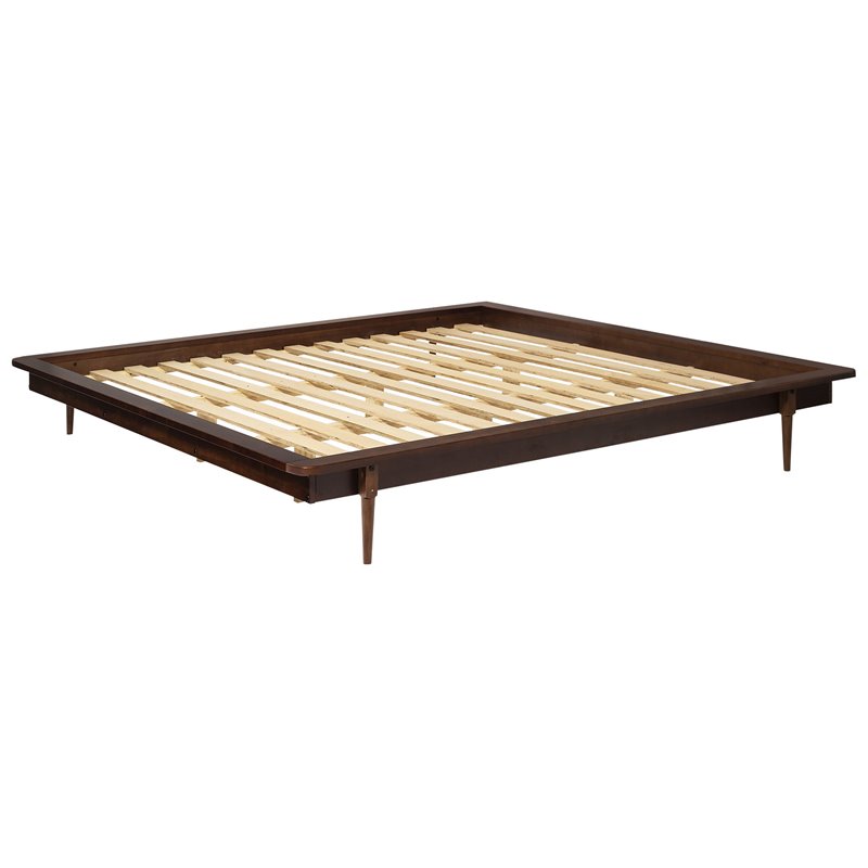 Pemberley Row Solid Wood Walnut Platform Bed Rectangular Mid-Century Modern King Unassembled
