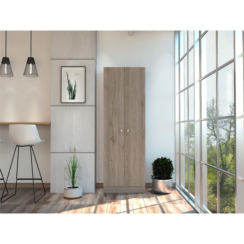 Pemberly Row 2-Door Modern Engineered Wood Multistorage Pantry Cabinet in Gray