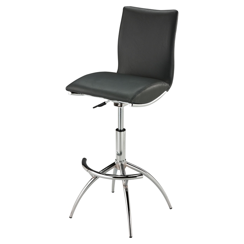 Pemberley Row Faux Leather Gray Adjustable Bar Stools Set of 2 Contemporary Unassembled