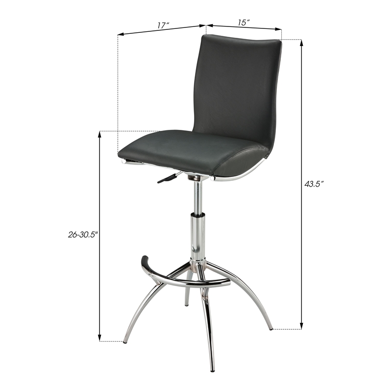 Pemberley Row Faux Leather Gray Adjustable Bar Stools Set of 2 Contemporary Unassembled