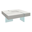Pemberly Row Glass Coffee Table with Removeable Center Tray in White