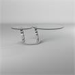 Pemberly Row Glass Top Coffee Table with Round Base in Chrome