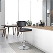 Pemberly Row PU Cover and Wood Barstool with Pedestal Base in Black/Chrome