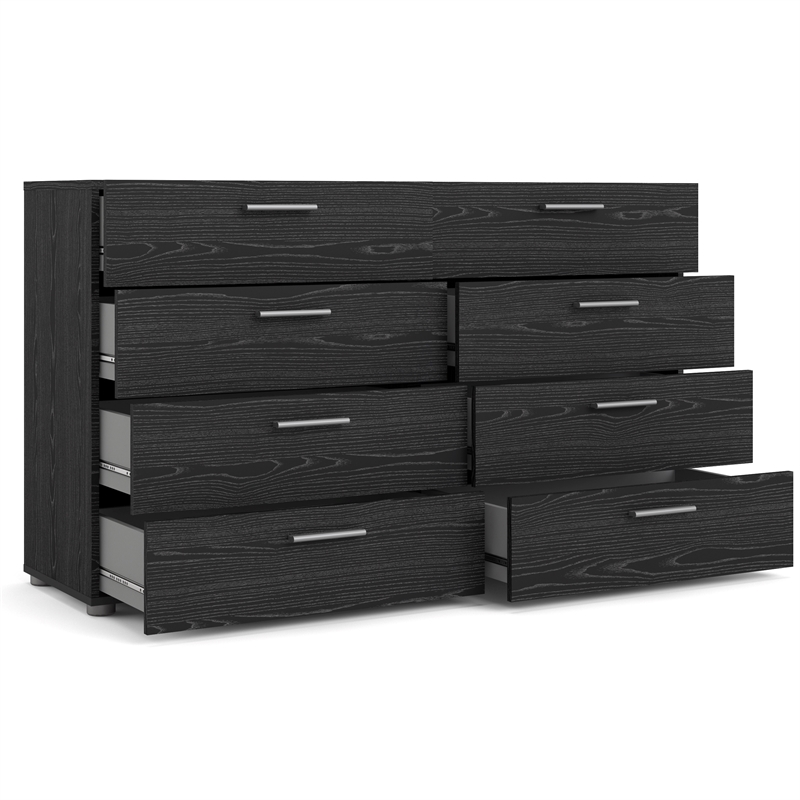 Pemberly Row 8 Drawer Double Dresser in Black Woodgrain